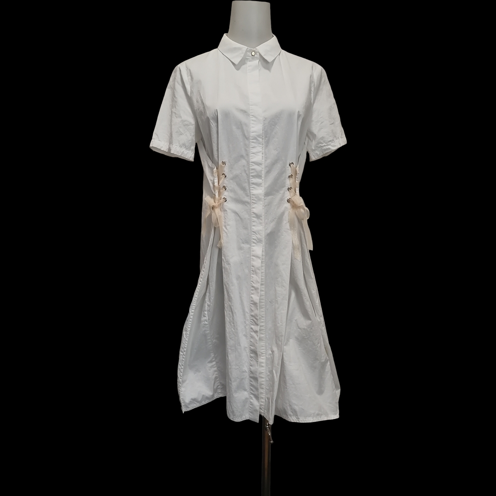 🍃🍃 Women's White Shirt Dress with Side Tie Details
